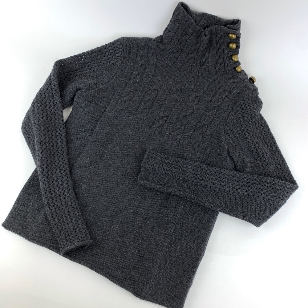 Marc Jacobs Grey Wool Turtleneck/Cowl Neck Cable knit Sweater Size Small